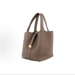 HERMES Picotin Lock 22 Gold Buckle vegetable basket Bucket Bag Handbag 22 Women\'s style 18 Etoupe Elephant Grey